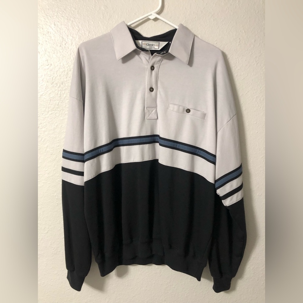 CLASSICS BY PALMLAND HORIZONTAL STRIPES BANDED BOTTOM SHIRT